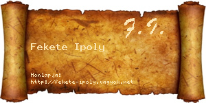 Fekete Ipoly névjegykártya